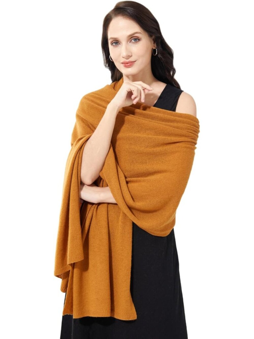 〽️Women's Cashmere Shawl  Nuts Brown Wedding Winter Classic Shoulder Wrap 87"x28